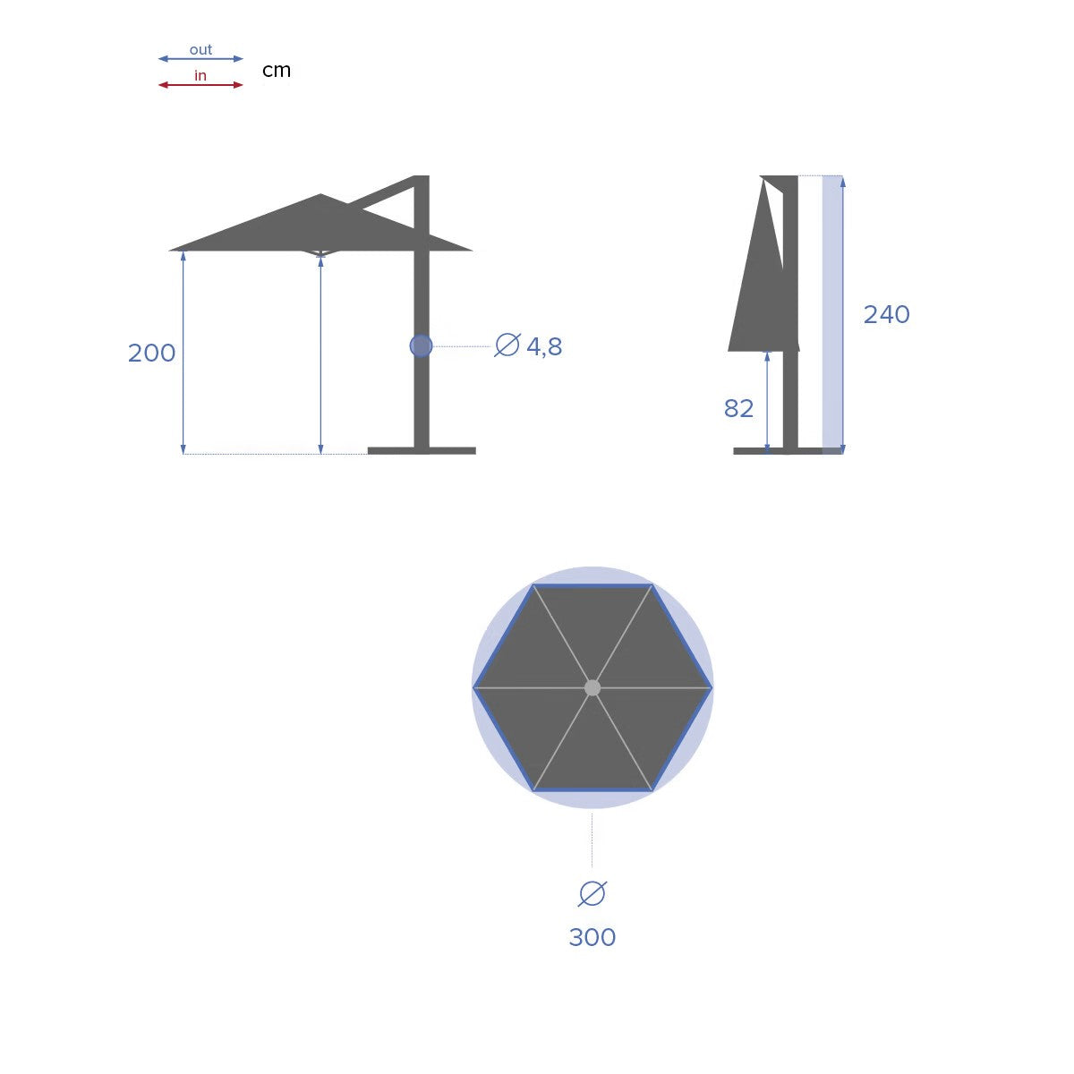Parasol déporté rond MANOA 3M – Parasols – HygiRéa