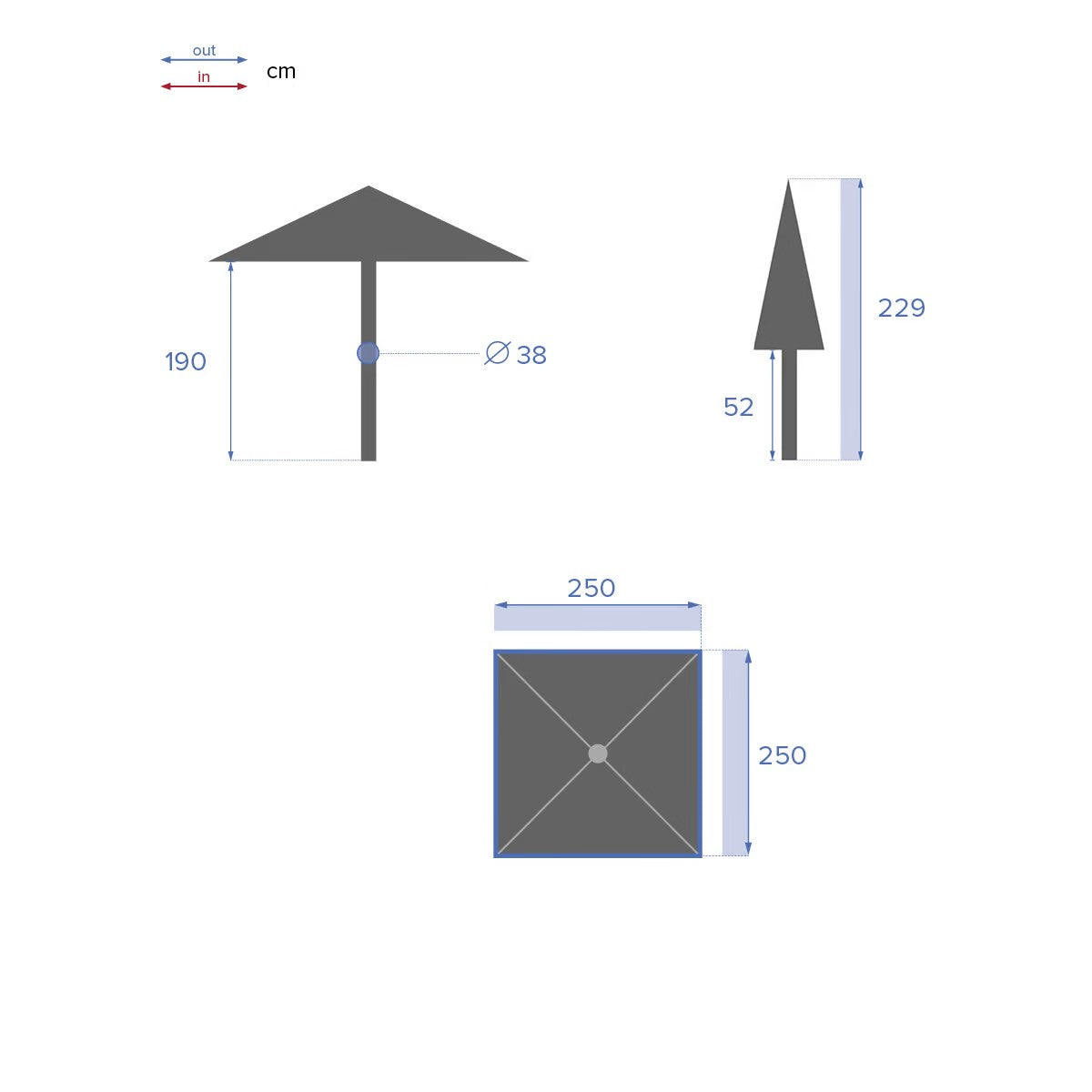 Parasol Droit Soya 2.5x2.5m – Parasols – HygiRéa