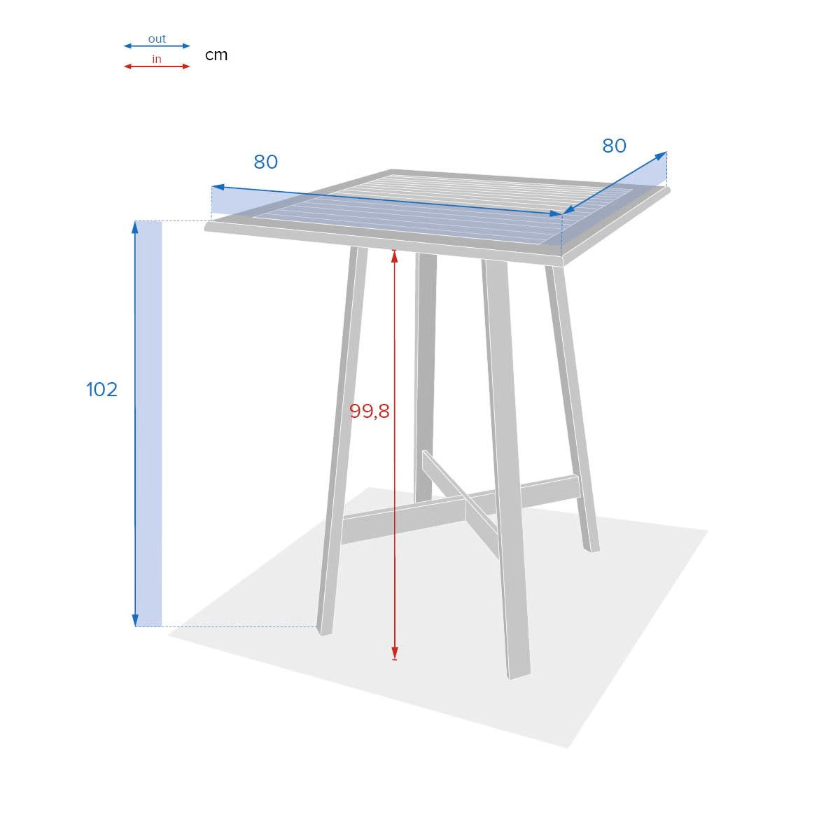 Table haute de jardin TIWI Acacia – Tables Hautes – HygiRéa