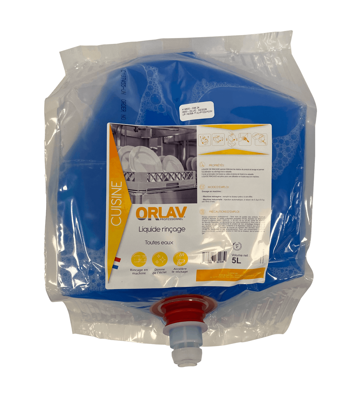 ORLAV - LIQUIDE DE RINÇAGE TOUTES EAUX - BIB 5L – Lavage Vaisselle en Machine – HygiRéa