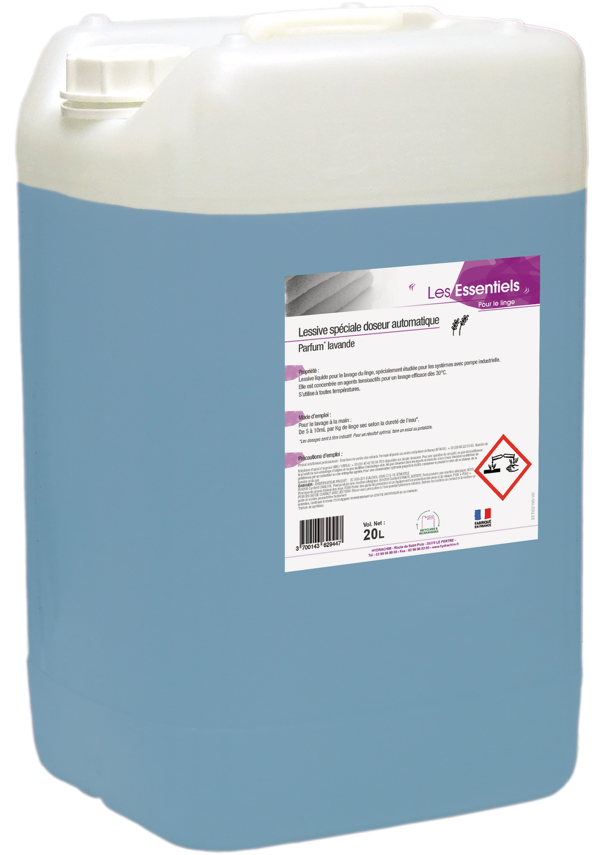 LESSIVE LIQUIDE SPÉCIAL DOSEUR 20L – Lessive liquide spéciale blanchisserie – HygiRéa