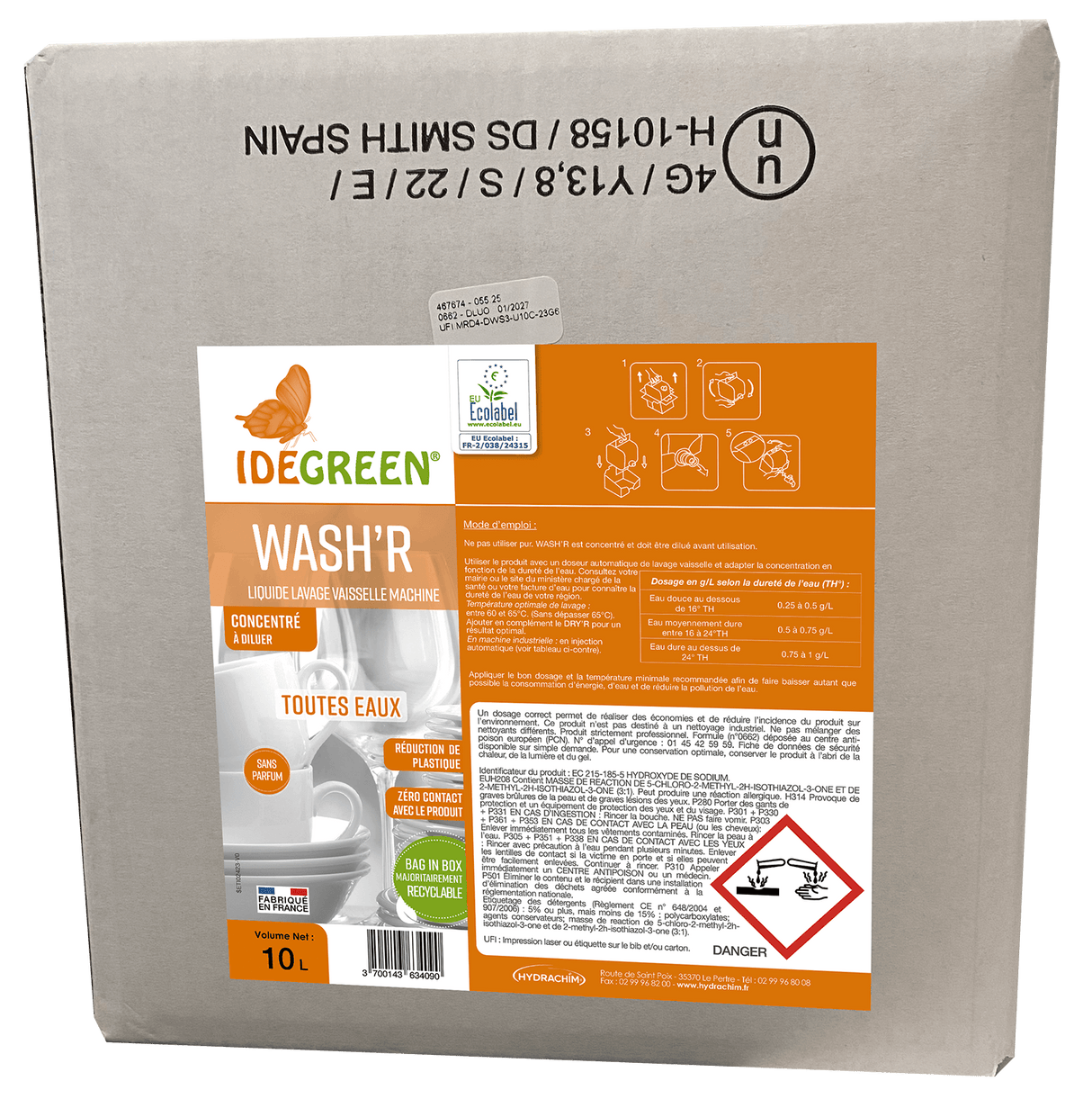 WASH'R ECOLABEL - LAVAGE VAISSELLE MACHINE CONCENTRÉ - 10L – Lavage Vaisselle en Machine – HygiRéa