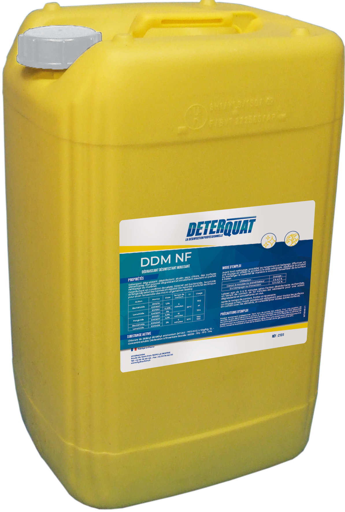 DETERQUAT DDM – Degraissant Désinfectant - concentré - non chloré - moussant – HygiRéa
