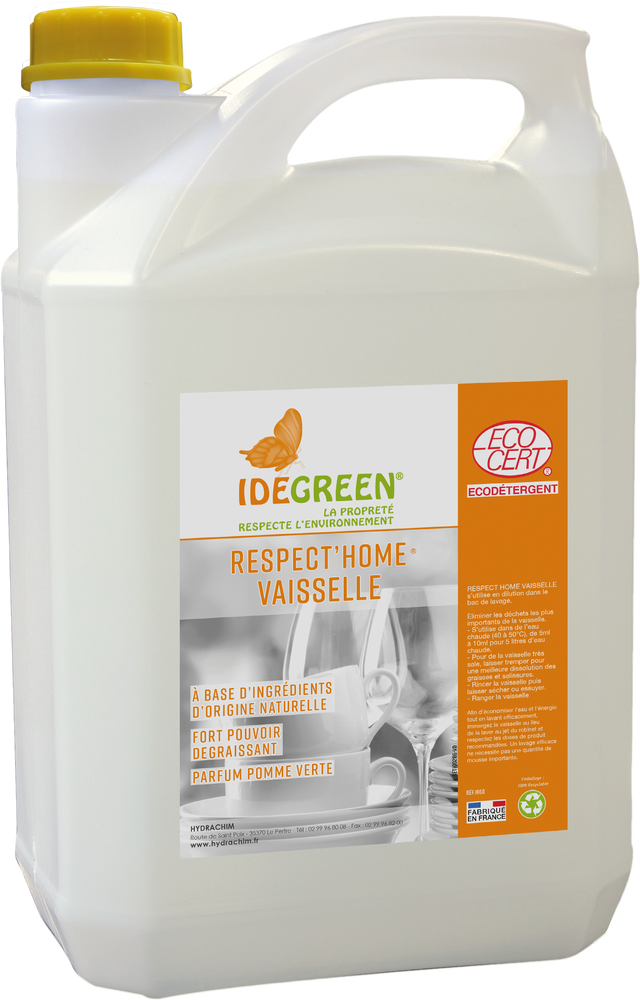 RESPECT'HOME VAISSELLE - ECODETERGENT ECOCERT – Vaisselle plonge – HygiRéa