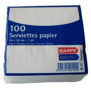 Serviettes 30x30cm - 1 pli x 100 pièces blanc – Serviettes Jetables – HygiRéa