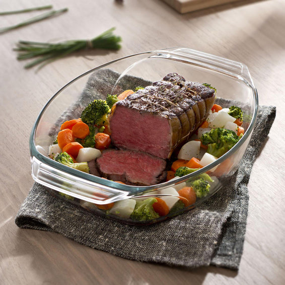 PLAT A FOUR OVALE EN VERRE 35X24X6CM IRRESISITIBLE – Cuisson au four – HygiRéa