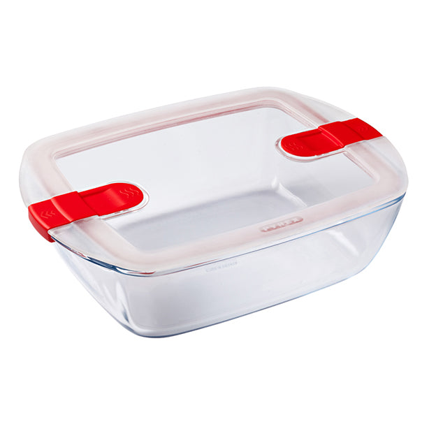 PLAT RECTANGULAR 2.5L 28*20CM AVEC COUVERCLE BOUTON VAP COOK & HEAT – Conservation – HygiRéa