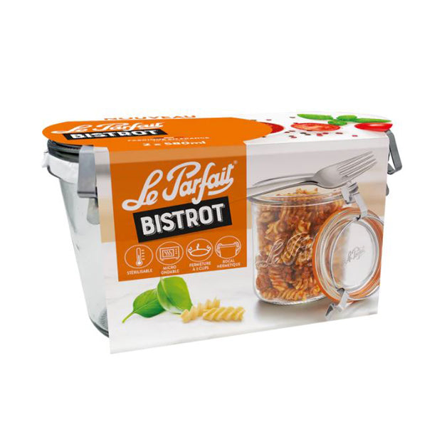 SET DE 2 BOCAUX BISTROT 580ML EN VERRE TRANSPARENT AVEC CLIPS – Conservation – HygiRéa