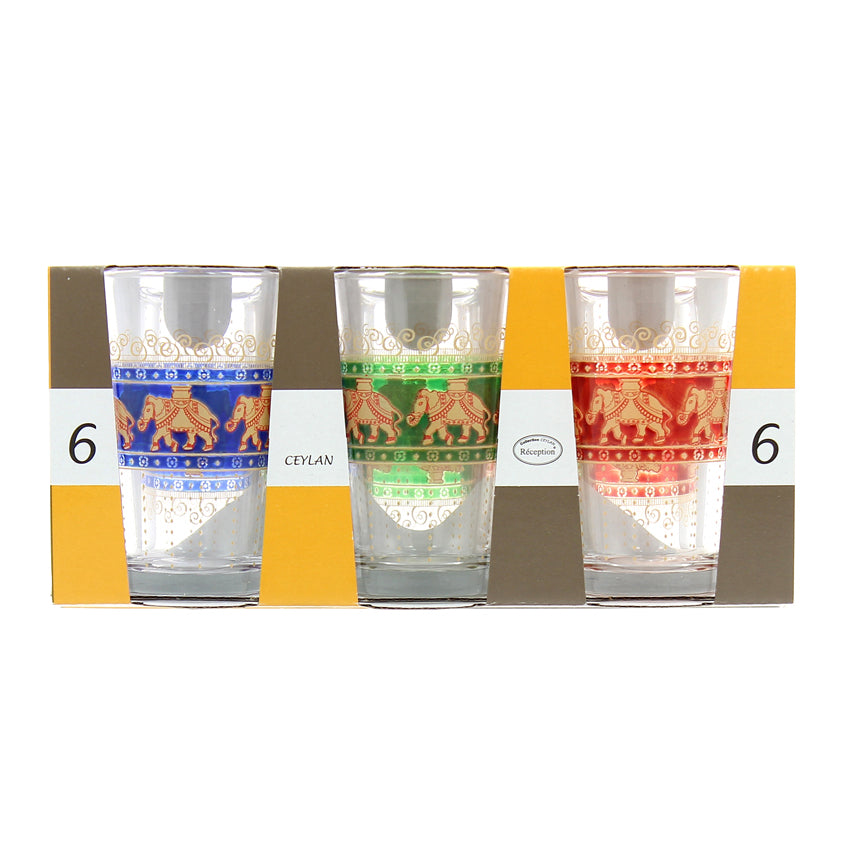 LOT 6 VERRES A THE 10CL DECOR CEYLAN EN VERRE – Café et thé – HygiRéa