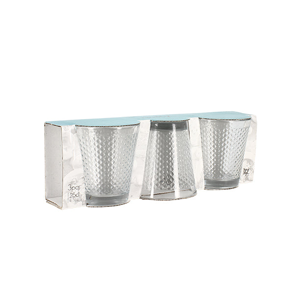 LOT DE 3 GOBELETS GENERATION 25CL EN VERRE TRANSPARENT FORME BASSE – Chope et gobelet – HygiRéa