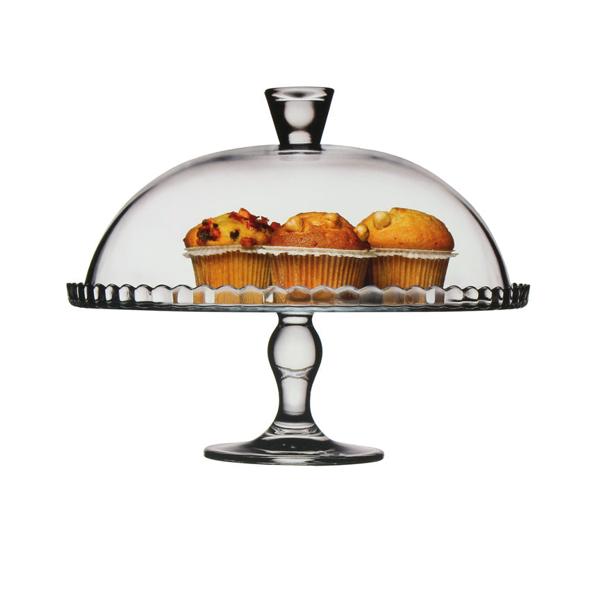 PLAT A TARTE DIAMET.32CM EN VERRE + DOME – Assiette – HygiRéa