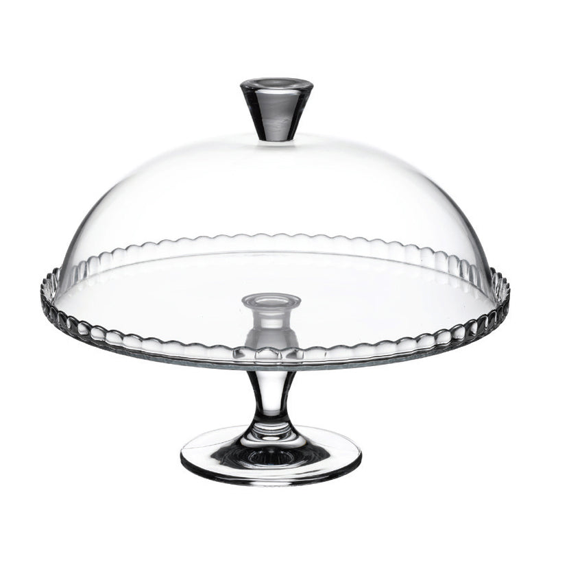 PLAT A TARTE DIAMET.32CM EN VERRE + DOME – Assiette – HygiRéa