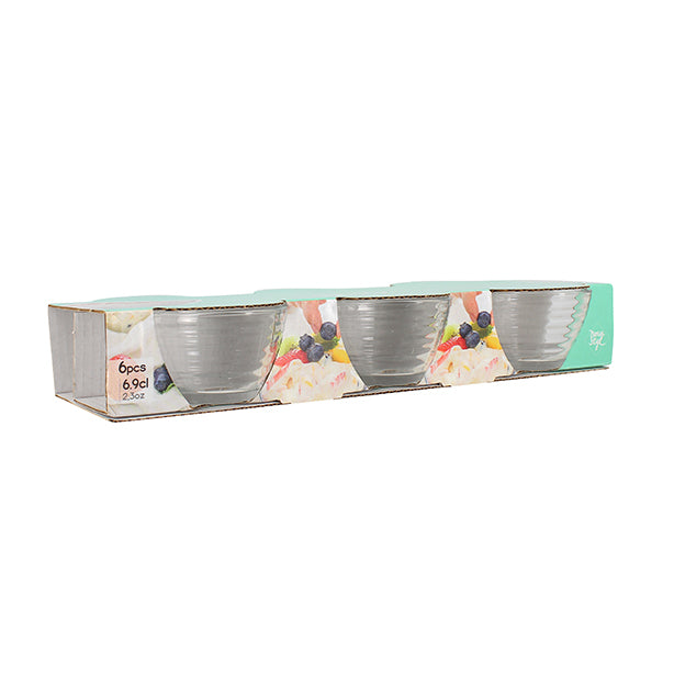 LOT DE 6 COUPELLES SAMBA 7CM EN VERRE TRANSPARENT – Complément table – HygiRéa