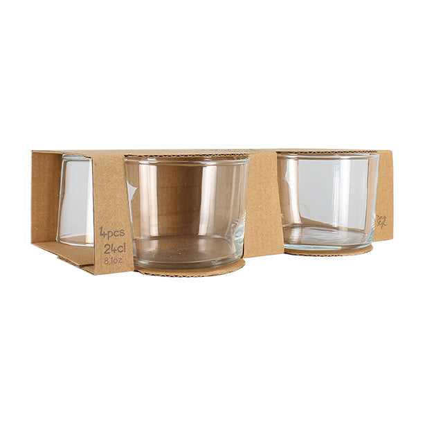 LOT DE 4 GOBELETS BONITA 24CL EN VERRE TRANSPARENT FORME BASSE – Chope et gobelet – HygiRéa