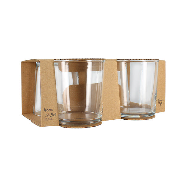 LOT DE 4 GOBELETS BONITA 34.5CL EN VERRE TRANSPARENT FORME HAUTE – Chope et gobelet – HygiRéa