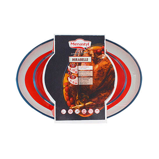 LOT DE 2 PLATS À FOUR OVALE MIRABELLE 26 ET 35 CM EN VERRE À FEU – Cuisson au four – HygiRéa