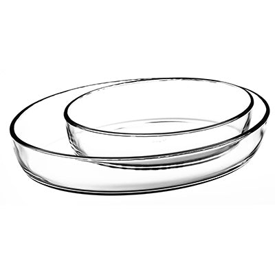 LOT DE 2 PLATS À FOUR OVALE MIRABELLE 26 ET 35 CM EN VERRE À FEU – Cuisson au four – HygiRéa