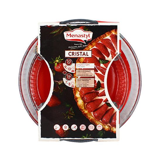 LOT DE 2 PLATS À TARTE CRISTAL 26 ET 32CM EN VERRE À FEU – Cuisson au four – HygiRéa