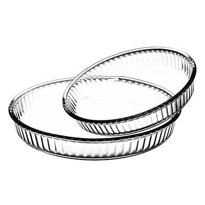 LOT DE 2 PLATS À TARTE CRISTAL 26 ET 32CM EN VERRE À FEU – Cuisson au four – HygiRéa
