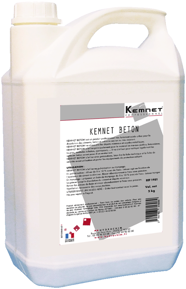 KEMNET BETON – Nettoyant, détartrant & degraissant spécifique – HygiRéa