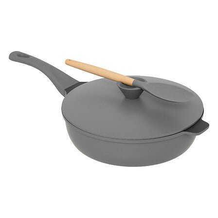 Sauteuse avec panier et ustensile 28 cm fonte d'aluminium gris
