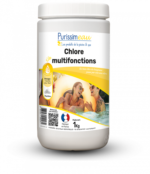CHLORE MULTIFONCTIONS pastille 20g – Chlore – HygiRéa