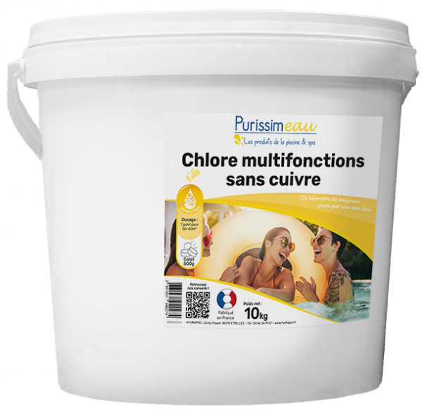 CHLORE MULTIFONCTION SANS CUIVRE 500G – Chlore – HygiRéa