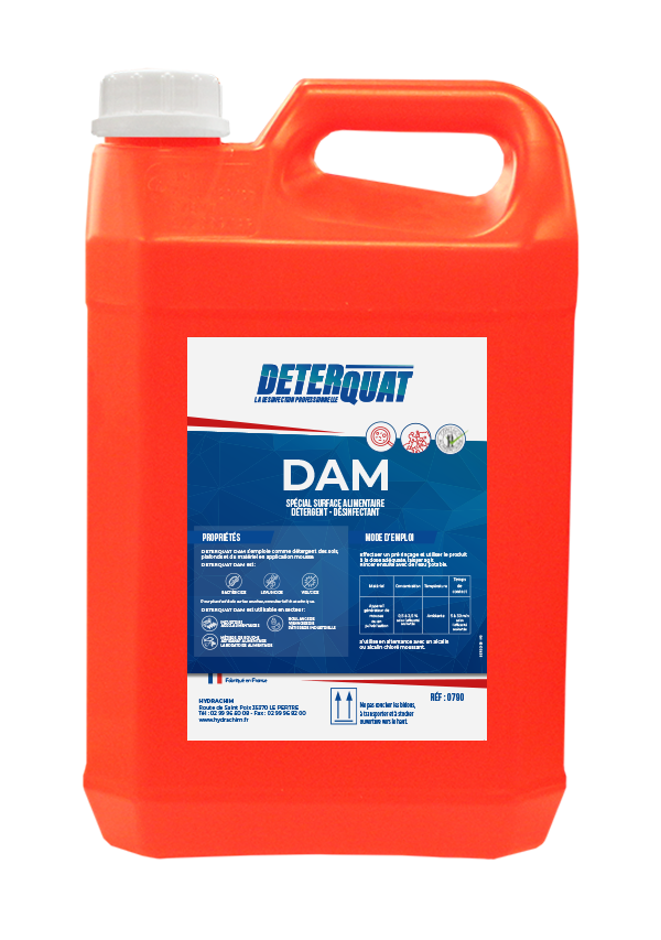 DETERQUAT DAM – Detergent Désinfectant Acide - moussant – HygiRéa