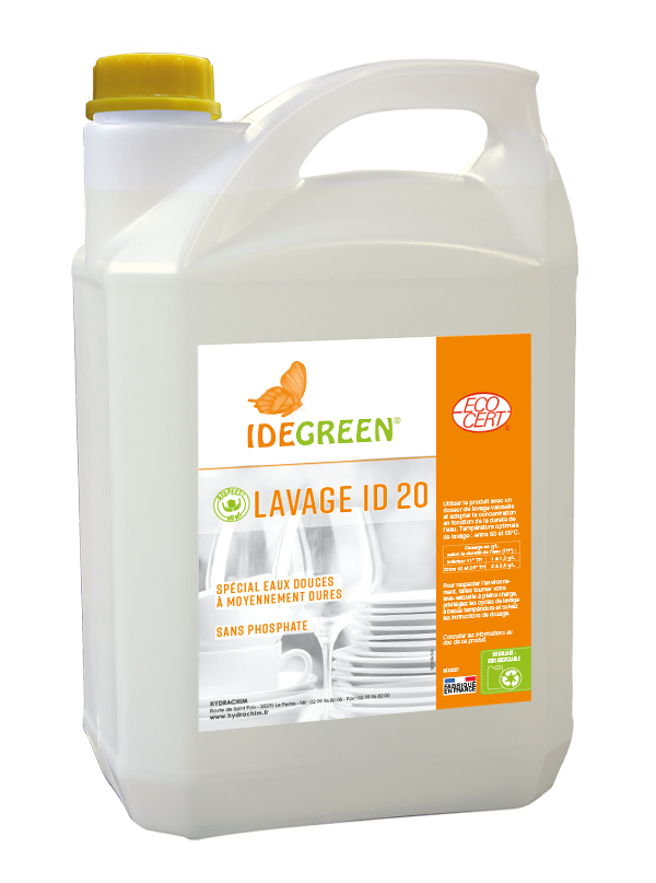 LIQUIDE LAVAGE ID20 - EAUX DOUCES - ECOCERT – Lavage Vaisselle en Machine – HygiRéa