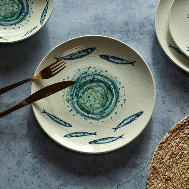 ASSIETTE PLATE SARDINE 25CM EN GRÈS – Assiette – HygiRéa