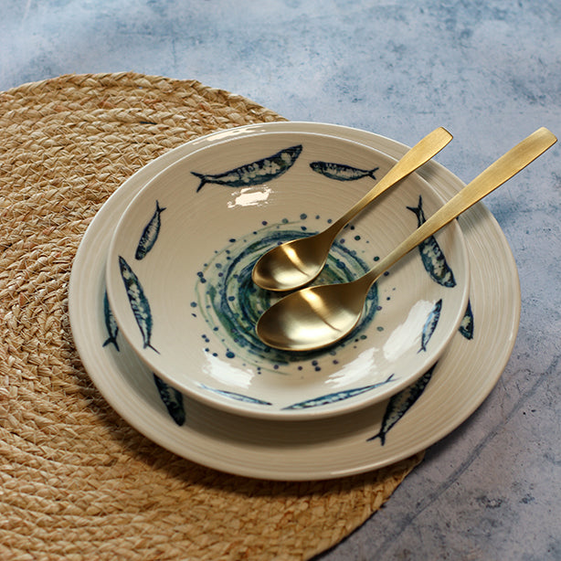 ASSIETTE CREUSE SARDINE 20CM EN GRÈS – Assiette – HygiRéa