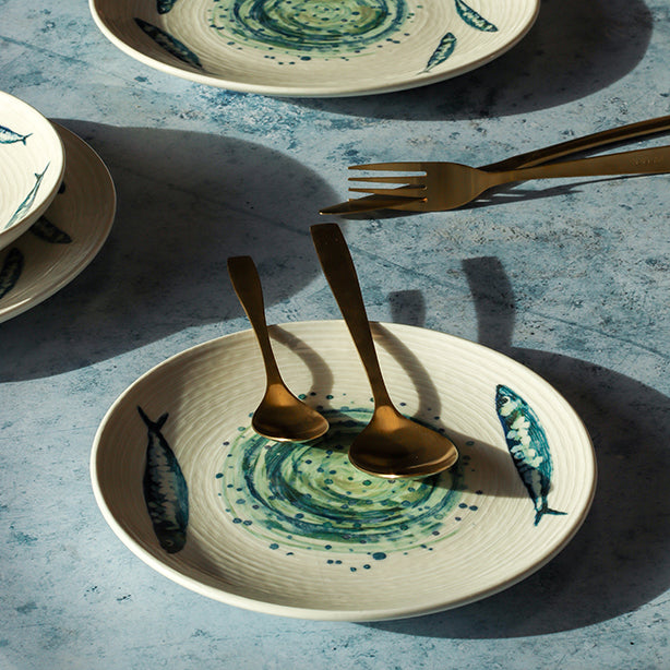 ASSIETTE DESSERT SARDINE 20CM EN GRÈS – Assiette – HygiRéa