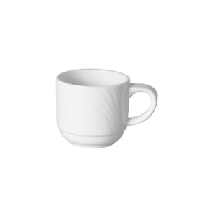 TASSE EMPILABLE 10CL PORCELAINE BLANCHE AMBASSADOR – Petit déjeuner – HygiRéa