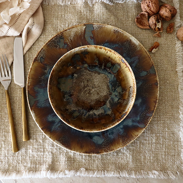 BOL À SALADE VOLCANO 16CM EN PORCELAINE MARRON – Assiette – HygiRéa