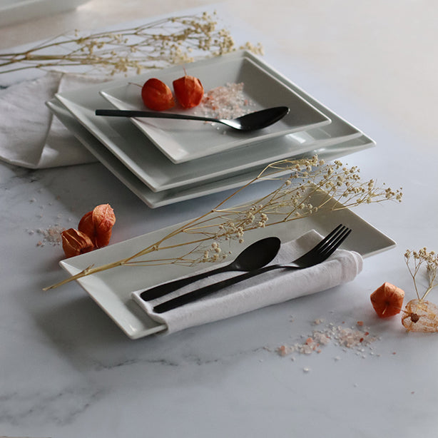 ASSIETTE PLATE CARRÉE 25CM EN PORCELAINE BLANC – Assiette – HygiRéa