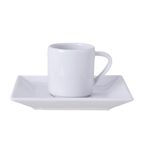 SOUCOUPE CAFE PORCELAIN CARREE BLANC – Petit déjeuner – HygiRéa