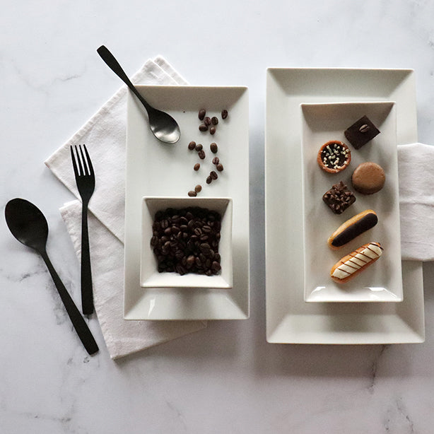 PLAT RECTANGLE 33X18,5CM EN PORCELAINE BLANCHE – Assiette – HygiRéa