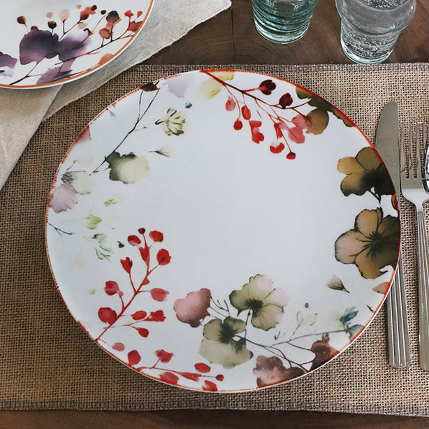 ASSIETTE PLATE AQUARELLE 27CM EN PORCELAINE – Assiette – HygiRéa