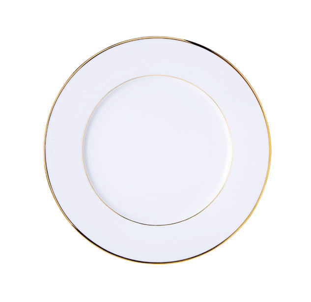 ASSIETTE DESSERT CLASSIC FILET OR 20.5CM EN PORCELAINE BLANCHE – Assiette – HygiRéa