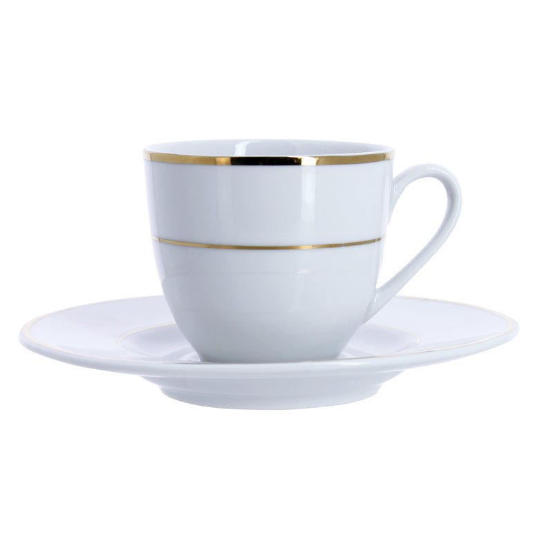 TASSE CLASSIC FILET OR 15CL EN PORCELAINE BLANCHE – Petit déjeuner – HygiRéa