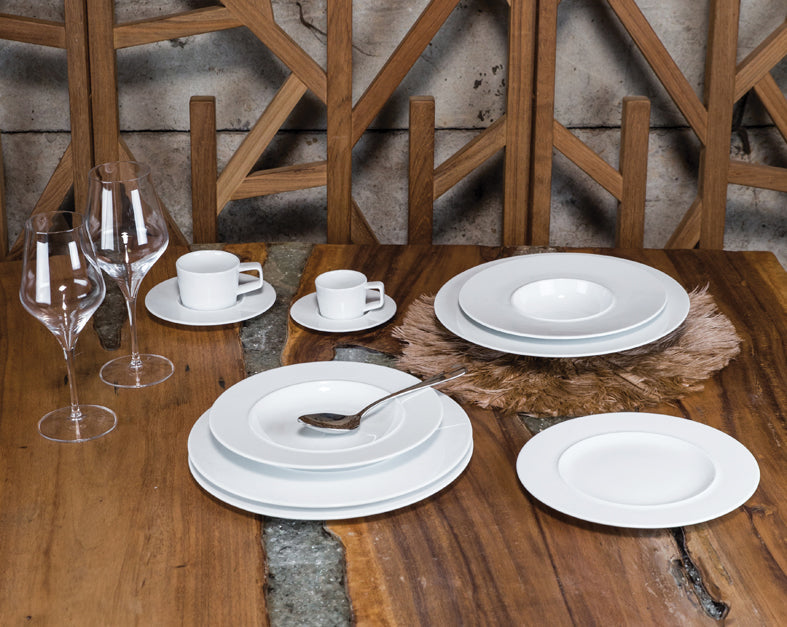 ASSIETTE À PATES 24CM PORCELAINE GALAXY BLANCHE – Assiette – HygiRéa