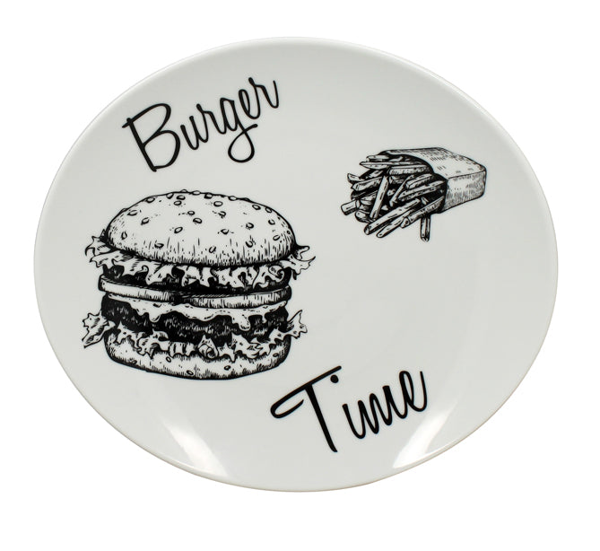 ASSIETTE OVALE 29,5X26CM PORCELAINE DECOR BURGER TIME – Assiette – HygiRéa