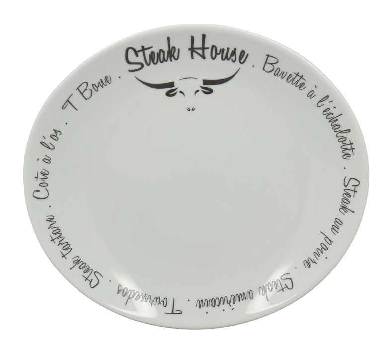 ASSIETTE A STEAK 29.5CM PORCELAINE DECOR STEAK HOUSE – Assiette – HygiRéa