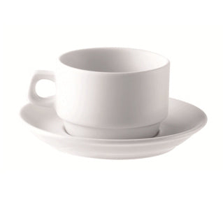 SOUS TASSE HEL 16CM EN PORCELAINE BLANCHE – Petit déjeuner – HygiRéa