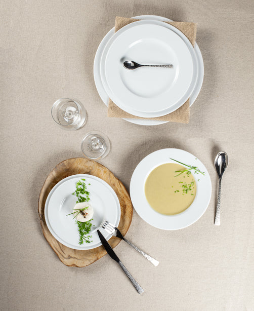 ASSIETTE PLATE Ø24CM ROMA PORCELAINE BLANCHE – Assiette – HygiRéa