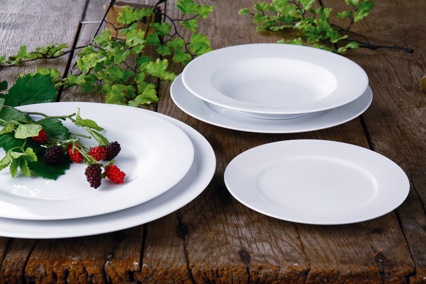 ASSIETTE PLATE Ø21 CM ROMA PORCELAINE BLANCHE – Assiette – HygiRéa