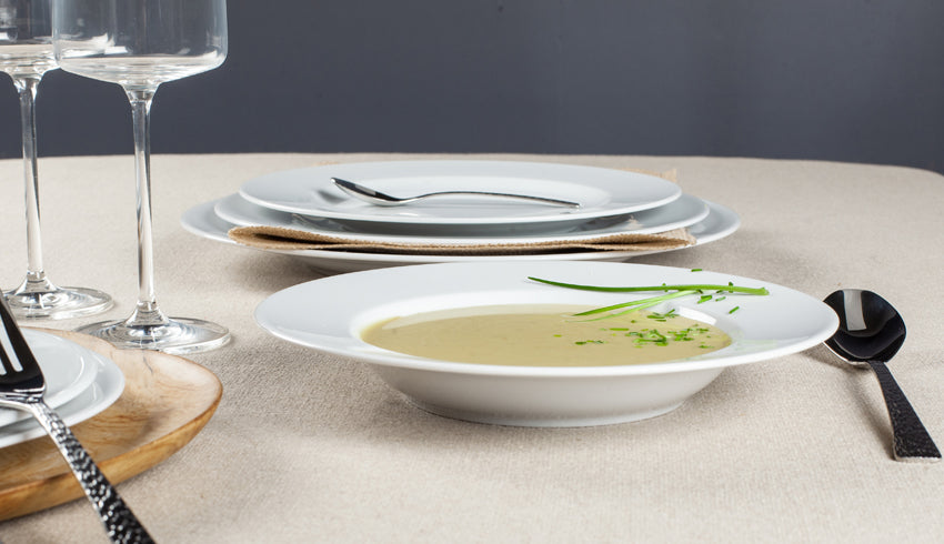 ASSIETTE CREUSE Ø22.5CM ROMA PORCELAINE BLANCHE – Assiette – HygiRéa