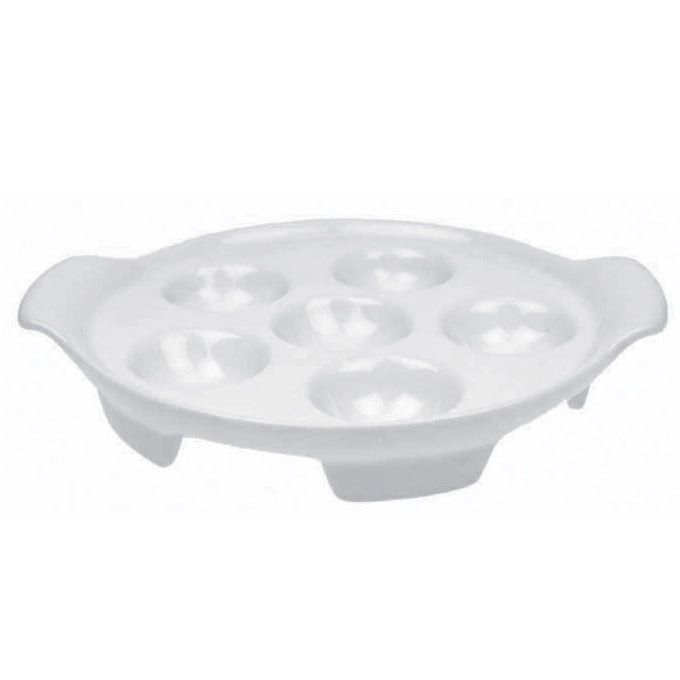 PLAT À ESCARGOT 6 TROUS EN GRÈS BLANC – Assiette – HygiRéa