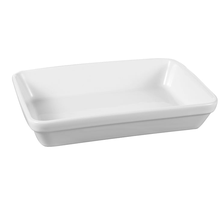 PLAT GRATIN RECTANGULAIR E 23X16CM GRES BLANC – Cuisson au four – HygiRéa