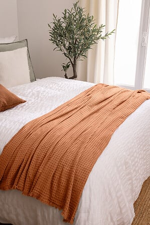Jeté de lit nid d'abeille Widdy 130 x 180 cm terracotta